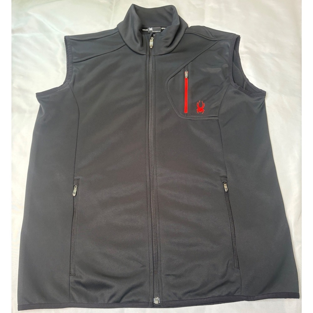 Spyder Softshell Vest Mens Large Black Excellent Full Zip Fleece Lined 157310